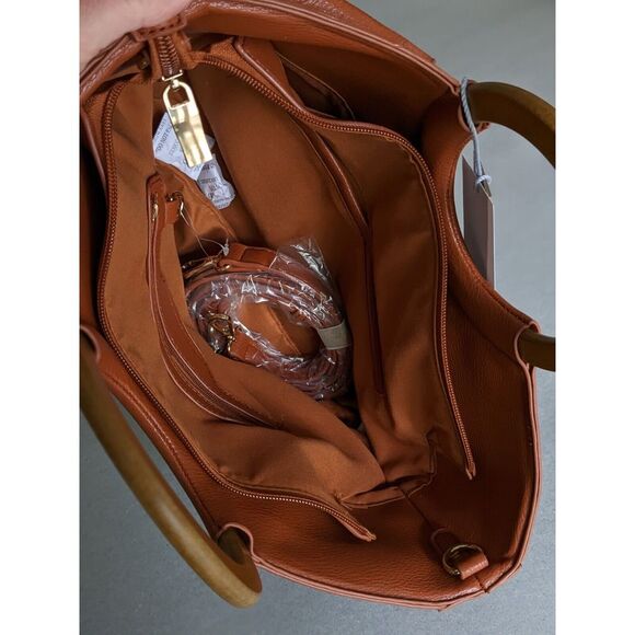 Accordion Fan Semi Circle Hand Bag Crossbody Vegan Leather Purse - Picture 6 of 8